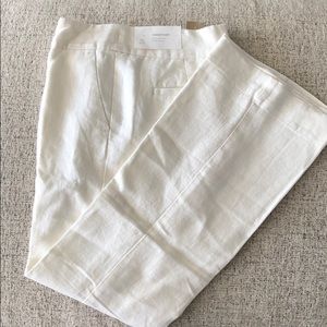 LOFT white linen wide leg pants 00P